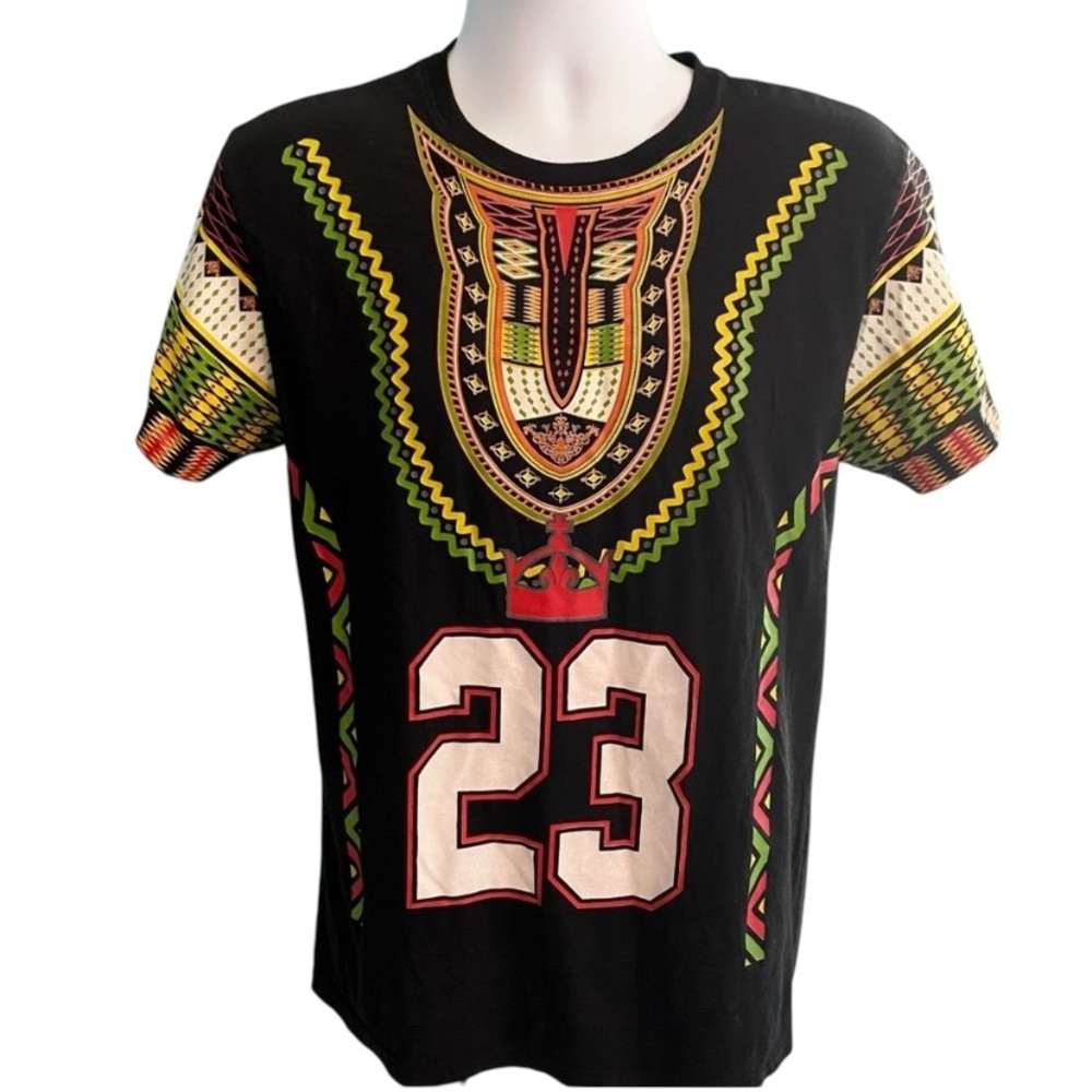 Fresh Laundry Michael Jordon # 23 Tribal Crew Neck Black T Shirt Sz. M.
